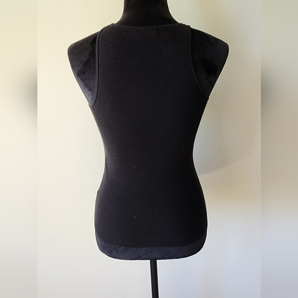 Anthropologie Sleeveless Ribbed Back Black Tank Top Women's Sz XXS. - Picture 2 of 7